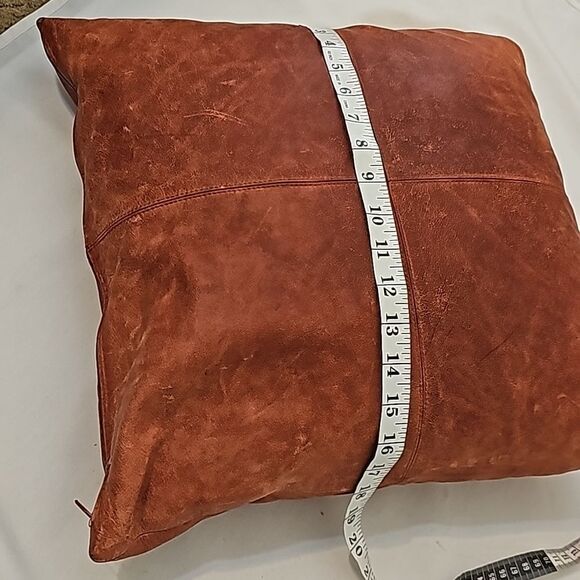 Red Leather Pottery Barn Pillow - Picture 4 of 7